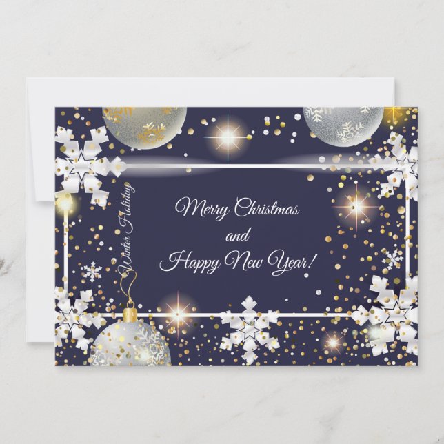 God Jul & Gott Nytt År! 20XX Silver Lyx Julkort (Framsida)