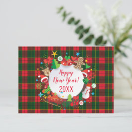 God Jul & Gott Nytt År 20XX! Skottlands mönster Kort