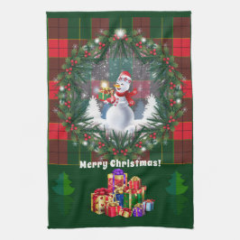 God jul & Gott nytt år 20XX Snögubbe Kökshandduk