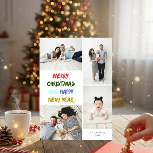God Jul & Gott Nytt År 4 Foto Vitt Julkort