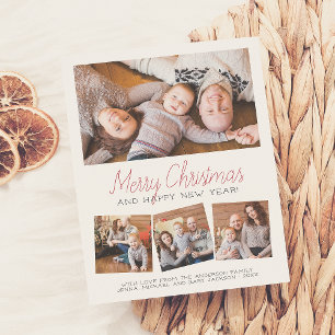 God jul & Gott nytt år 4 Photos Collage Vykort