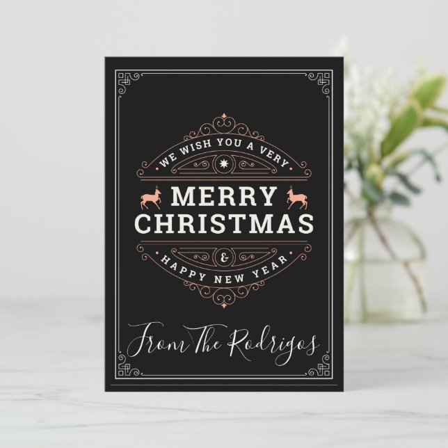 God Jul & Gott Nytt År Amber Red Namn Julkort (Stående Fram)