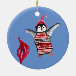 God jul, Gott nytt år, Cute Penguin Art Julgransprydnad Keramik