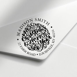 God jul Gott nytt år Cute Returadress Självfärgande Stämpel