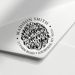 God jul Gott nytt år Cute Returadress Självfärgande Stämpel