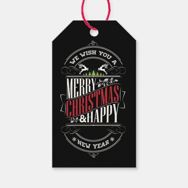 God Jul Gott Nytt År Design Presentetikett (Framsidan)