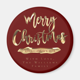 God jul Gott nytt år Elegant Red Guld Magnet