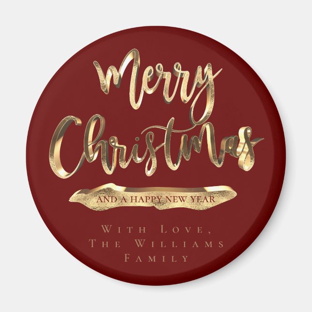 God jul Gott nytt år Elegant Red Guld Magnet (Framsidan)