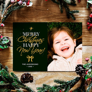 God Jul Gott Nytt År Familjenamn & Foto Julkort