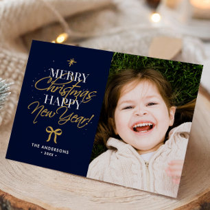 God Jul Gott Nytt År Familjenamn & Foto Julkort