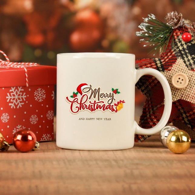 "God jul & Gott nytt år" Festive Helgdag Kaffemugg ("Merry Christmas & Happy New Year" Festive Holiday Coffee Mug
)