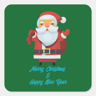 GOD JUL & GOTT NYTT ÅR FYRKANTIGT KLISTERMÄRKE