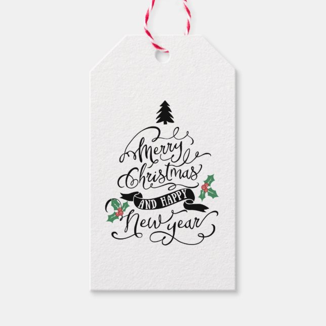 God jul & Gott nytt år Gift Märkres Presentetikett (Framsidan)