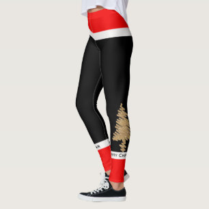God jul/Gott nytt år/Guld Träd Leggings