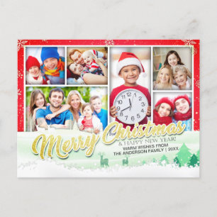 God jul Gott nytt år Hälsning 6 Fotokollage 6 Helg Vykort