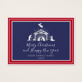 God jul Gott nytt år Heliga-familjen Nautic Visitkort