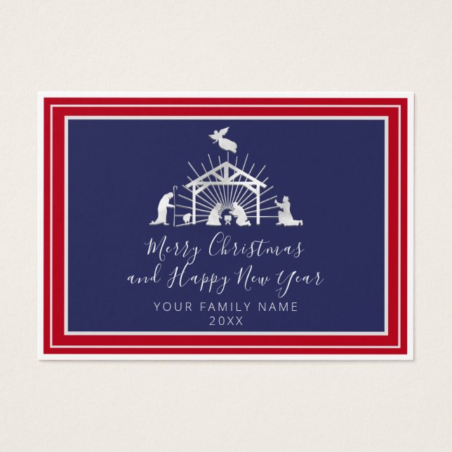 God jul Gott nytt år Heliga-familjen Nautic Visitkort (Framsidan)