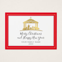 God jul Gott nytt år Heliga Family RedGold