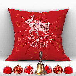 God jul Gott nytt år Hjort Guld Stars Red Kudde