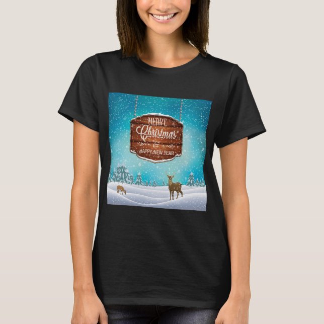 God jul Gott nytt år Hjort T Shirt (Framsida)