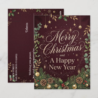 God Jul Gott Nytt År Högtid Röd Vykort