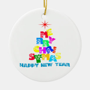 God jul Gott nytt år Julgransprydnad Keramik
