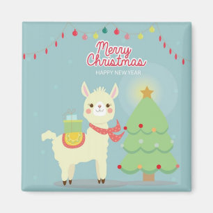God jul Gott nytt år Llama Magnet