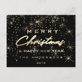 God jul Gott nytt år Lux Guld Joy Vykort