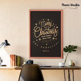 God jul Gott nytt år Modern Black & Guld Fototryck