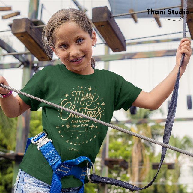 God jul Gott nytt år Modern Grönt och Guld T Shirt (Skapare uppladdad)