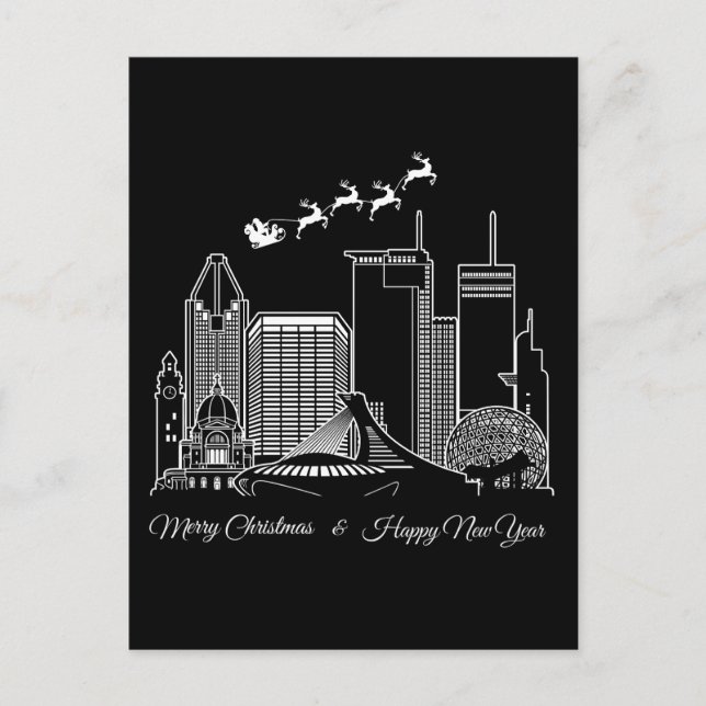 God jul Gott nytt år Montreal Kanada Vykort (Framsida)