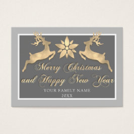 God jul Gott nytt år Namn fotofoto Grått Visitkort