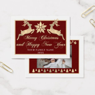 God jul Gott nytt år Namn fotofoto Guld Visitkort
