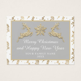 God jul Gott nytt år Namn Grått Guld Visitkort