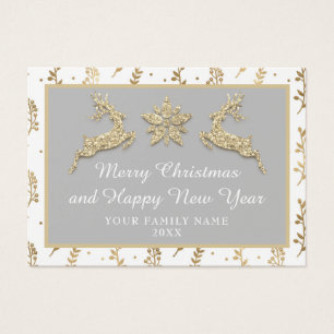 God jul Gott nytt år Namn Grått Guld Visitkort