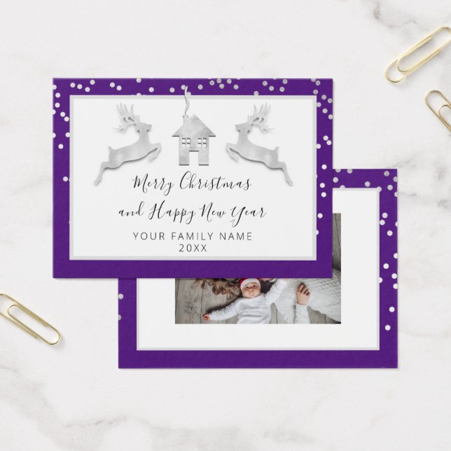 God jul Gott nytt år Namn Lila White Visitkort (Kontor)