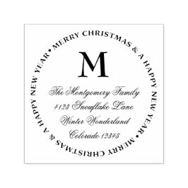 God jul Gott nytt år Namn och Adress Självfärgande Stämpel