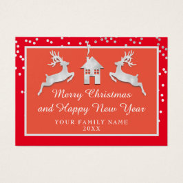 God jul Gott nytt år Namn Red Grått Visitkort