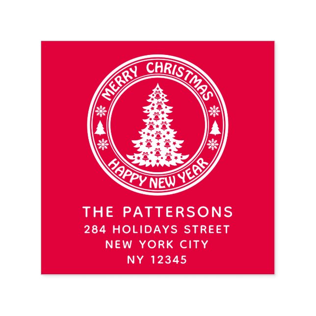 God jul Gott nytt år Namn Returadress Självfärgande Stämpel (Design)