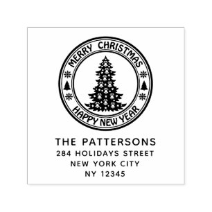 God jul Gott nytt år Namn Returadress Självfärgande Stämpel