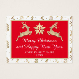 God jul Gott nytt år Namn Röda Ram Guld Visitkort