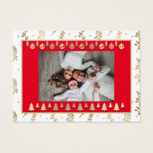 God jul Gott nytt år Namn Röda Ram Guld Visitkort