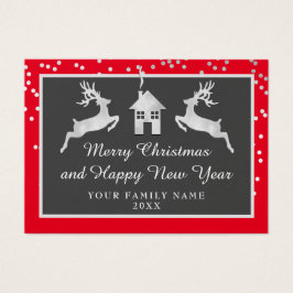 God jul Gott nytt år Namn Röda Silver Visitkort