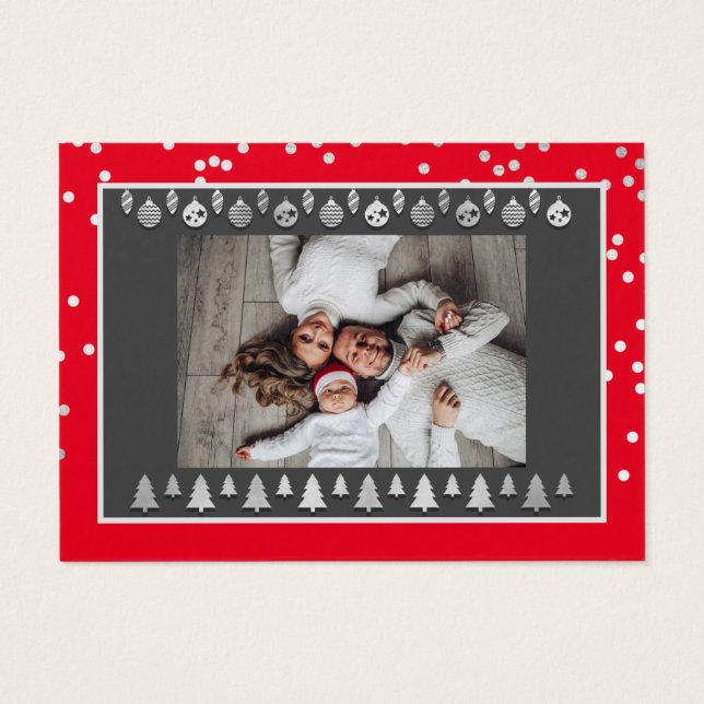 God jul Gott nytt år Namn Röda Silver Visitkort (Baksidan)