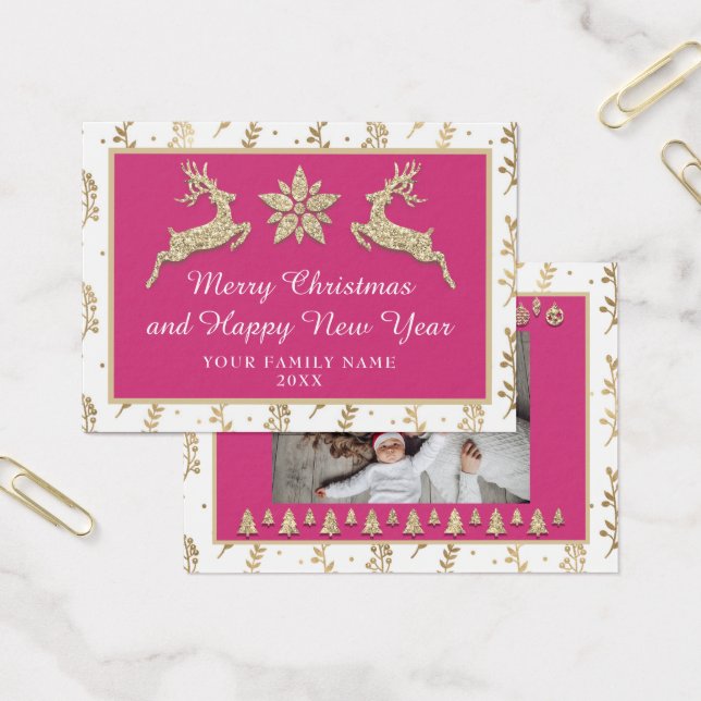 God jul Gott nytt år Namn Rosa Guld Visitkort (Kontor)