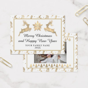 God jul Gott nytt år Namn Vita Guld Visitkort