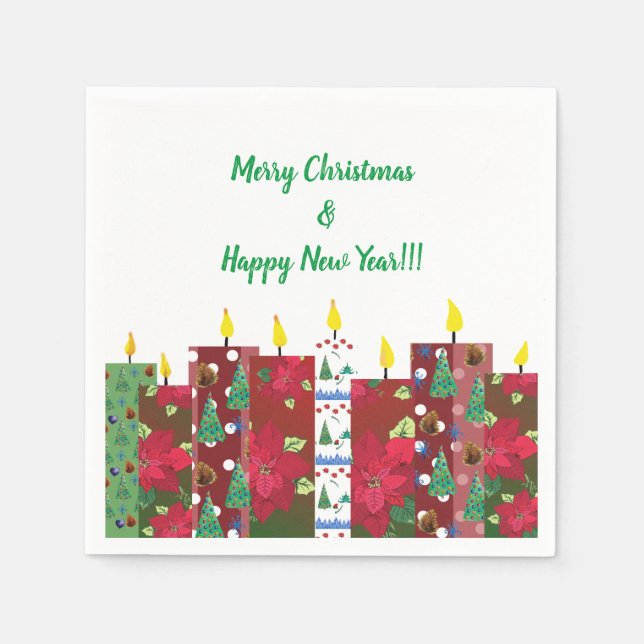 God jul< Gott nytt år Pappersservett (Framsidan)