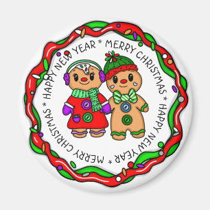 God Jul GOTT NYTT ÅR PEPPARKAKSGUBBE Magnet