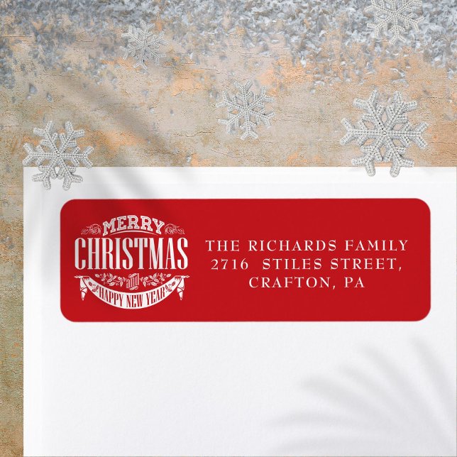 God jul Gott nytt år Returadress Returadress Etikett (Merry Christmas Happy New Year Return Address Label)