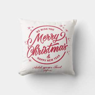 God Jul & Gott Nytt År, Röd Typografi Kudde